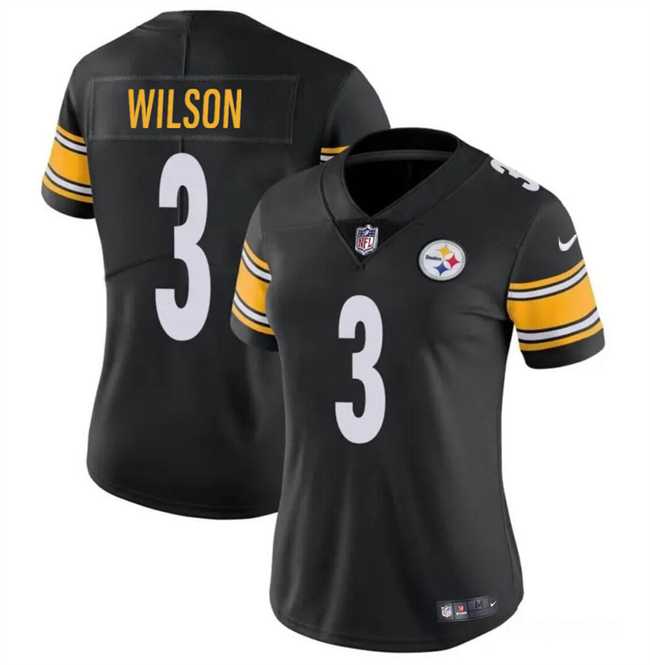 Womens Pittsburgh Steelers #3 Russell Wilson Black Vapor Football Stitched Jersey Dzhi